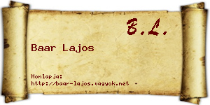 Baar Lajos névjegykártya